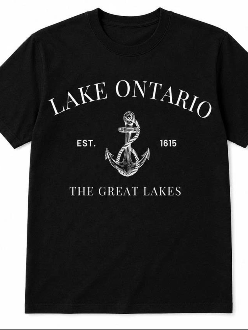 Lake Ontario Anchor Graphic T-Shirt - Black